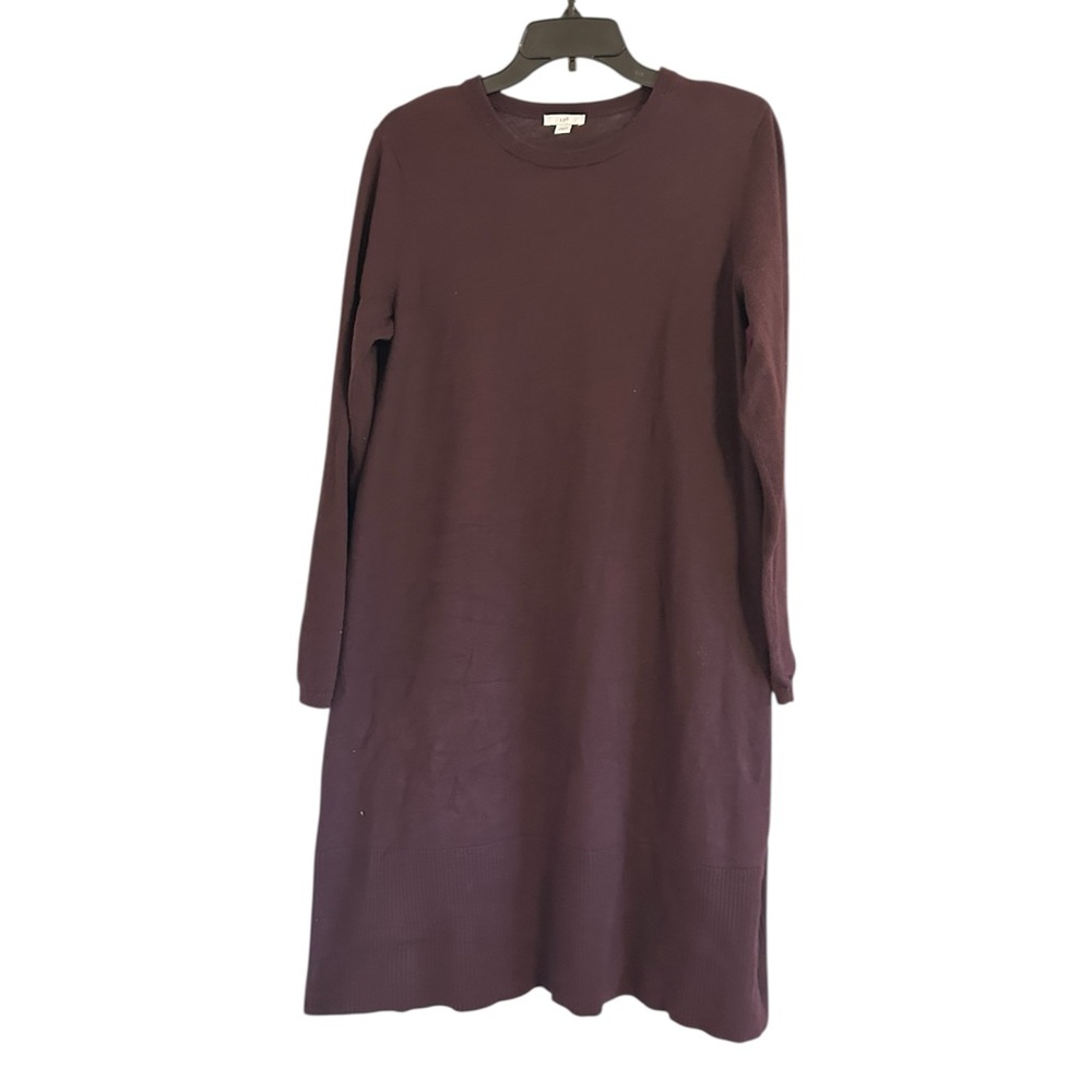 J. Jill Long Sleeve Crewneck Knit Dress in Plum
